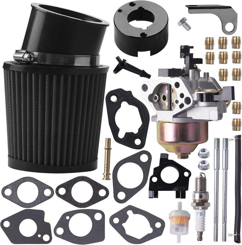 MRELC Predator Carburetor Air Filter Adapter Jet Kit for Predator 301cc 420cc 13hp 15hp GX340 GX390 389cc Mini Bike Parts Go Kart Golf Cart Mud Boats Lawnmower Pressure Washer(Black) - Image 1